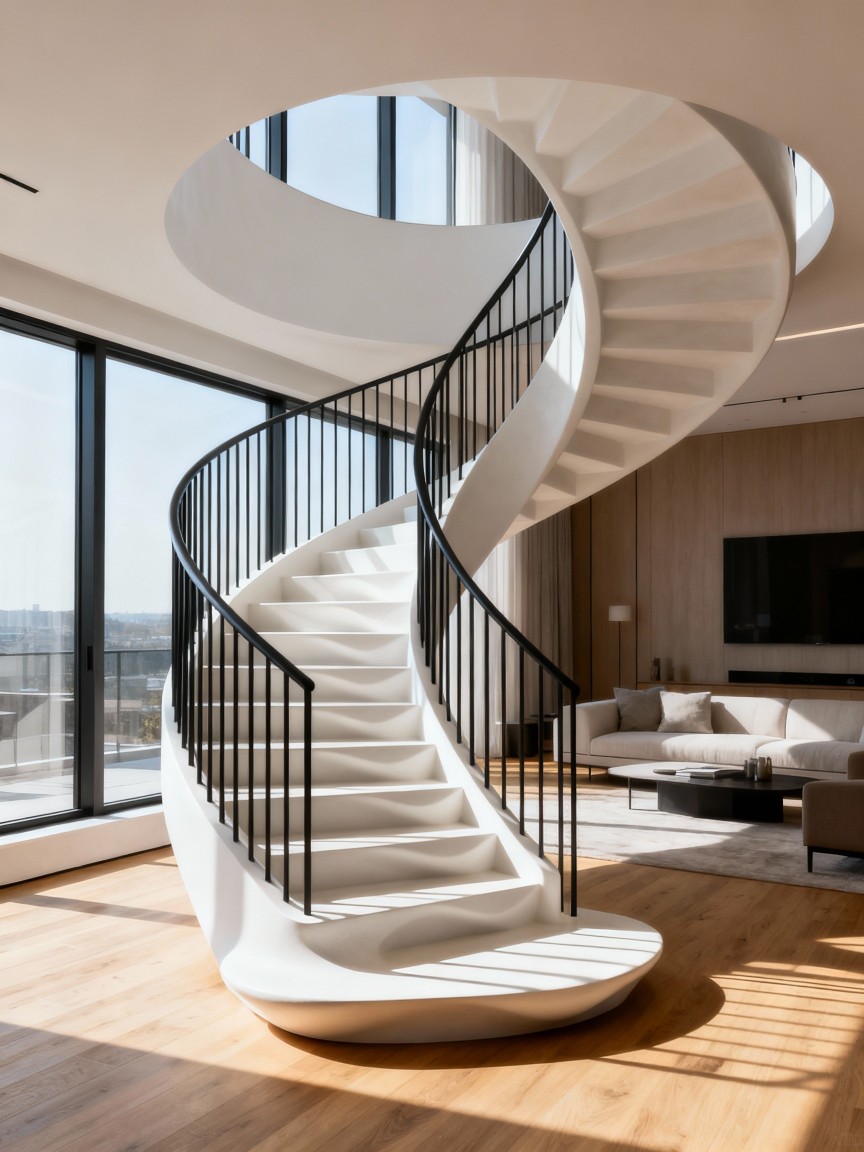 弧形 / 螺旋楼梯示意图